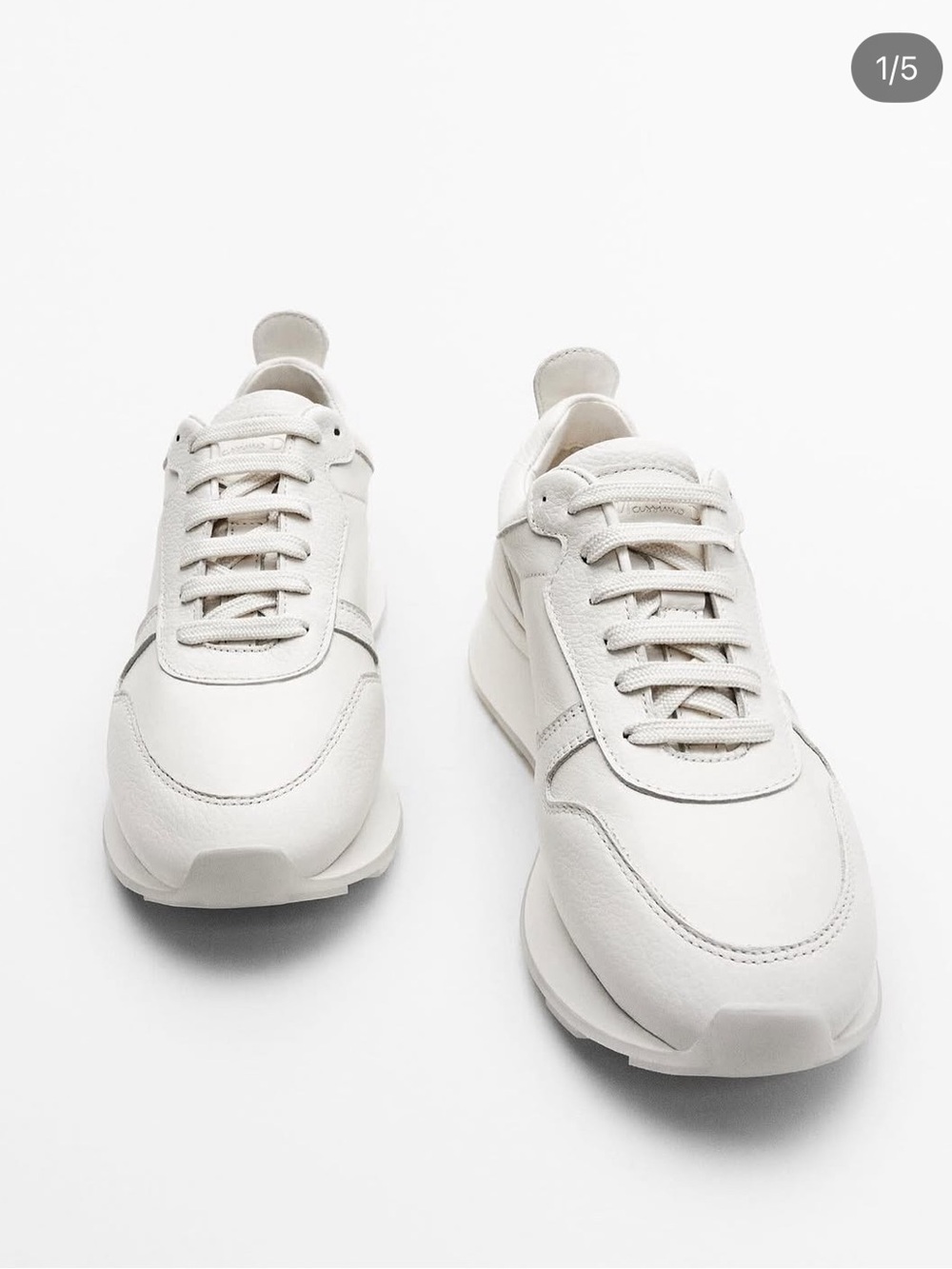 Massimo Dutti All-White Leather Sneakers  in Sz: US 8